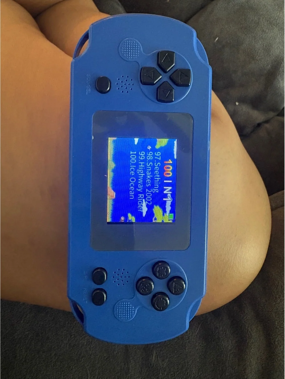 Blue Handheld Retro Portable Game Console with 100 Games